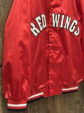 Load image into Gallery viewer, Detroit Red Wings Vintage 90s Youth Spell Out Mighty Mac Bomber Jacket Red ABC Vintage 