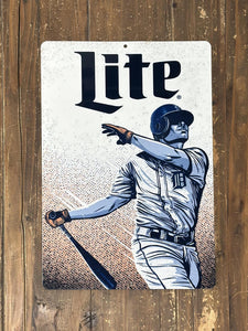 Detroit Tigers Miller Lite Beer Vintage Metal Sign ABC Vintage 