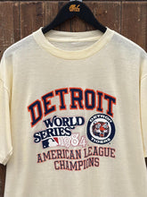 Load image into Gallery viewer, Detroit Tigers Vintage 1984 American League Champions Tee Paper Thin Pale Yellow ABC Vintage 