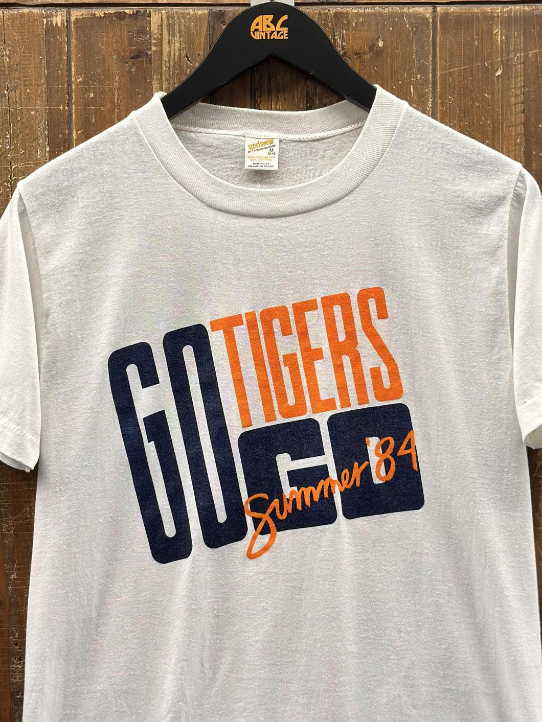 Detroit Tigers Vintage 1984 Go Tigers Go Summer Tee Paper Thin White ABC Vintage 