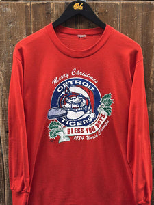 Detroit Tigers Vintage 1984 Merry Christmas Bless You Boys L/S Tee Red ABC Vintage 