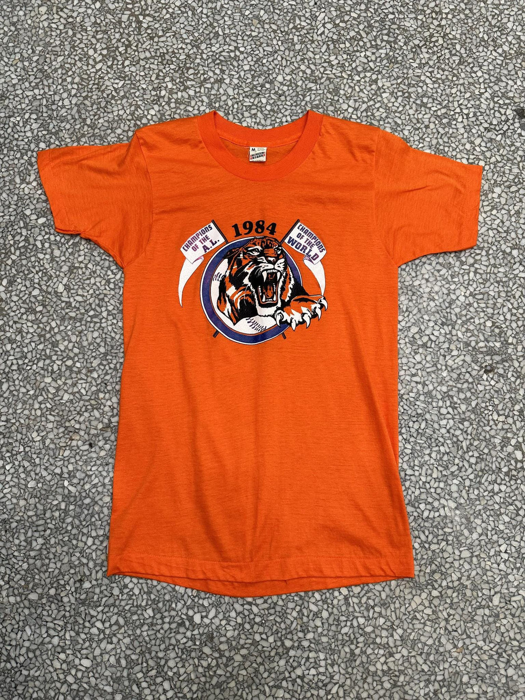 Detroit Tigers Vintage 1984 Roaring Tiger Champions Paper Thin Orange ABC Vintage 