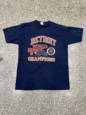 Detroit Tigers Vintage 1984 World Series Champions Trench Tee Paper Thin Navy ABC Vintage 