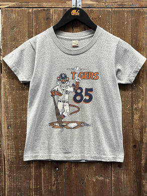 Detroit Tigers Vintage 1985 Youth Cartoon Tiger Tee Grey ABC Vintage 