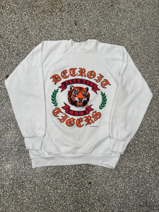 Detroit Tigers Vintage 1988 Baseball Club Crest Puff Print Crewneck White ABC Vintage 