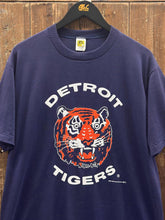 Load image into Gallery viewer, Detroit Tigers Vintage 1988 Tiger Head Logo Velva Sheen Tag Tee Paper Thin Navy ABC Vintage 