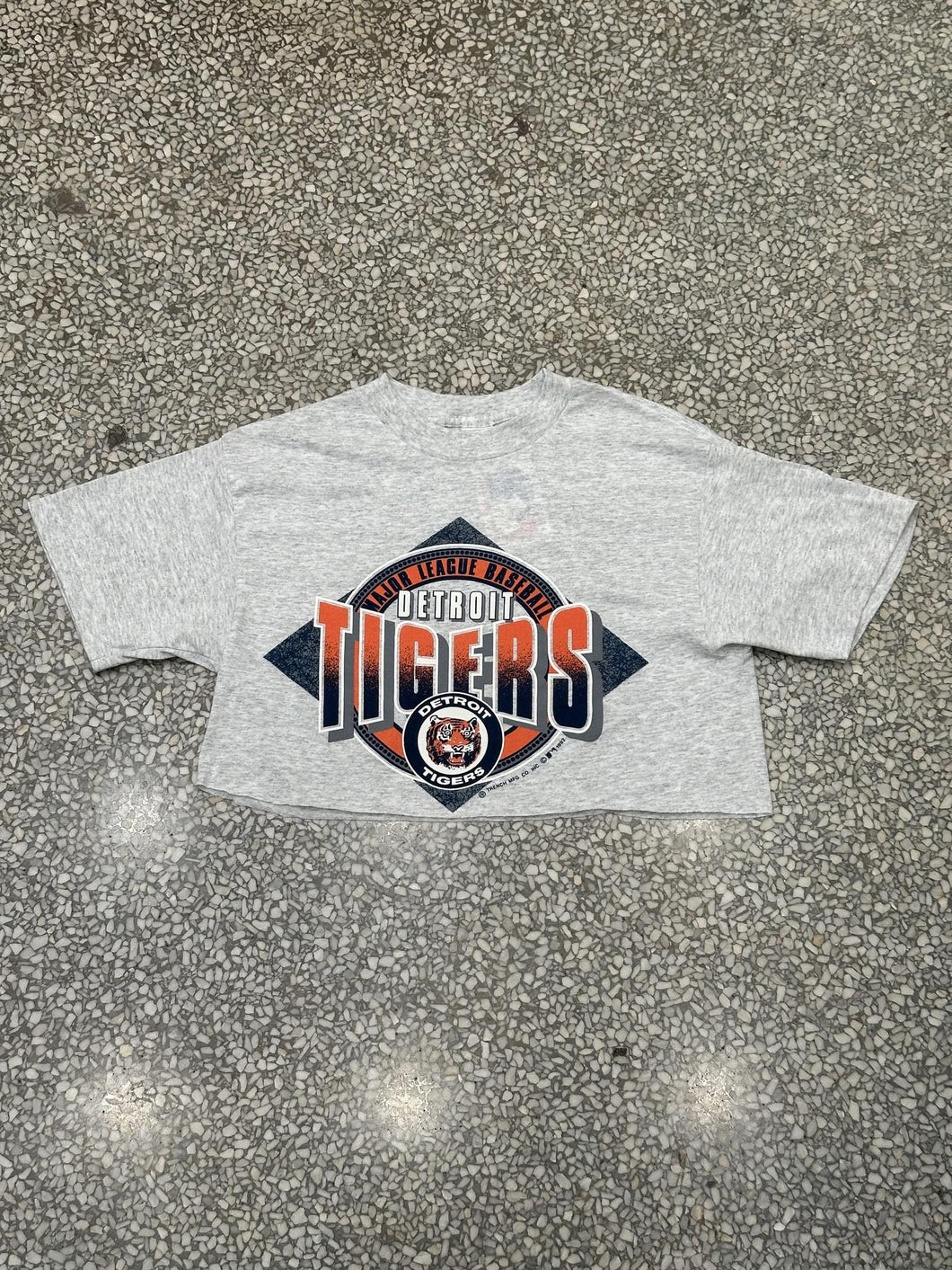 Detroit Tigers Vintage 1992 Cropped Trench Tee Grey ABC Vintage 