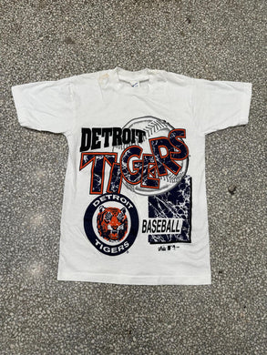 Detroit Tigers Vintage 1993 Majestic Tee White ABC Vintage 