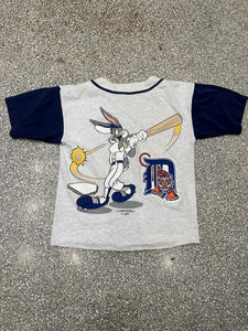 Detroit Tigers Vintage 1994 Bugs Bunny Baseball Cotton Jersey Grey Navy ABC Vintage 