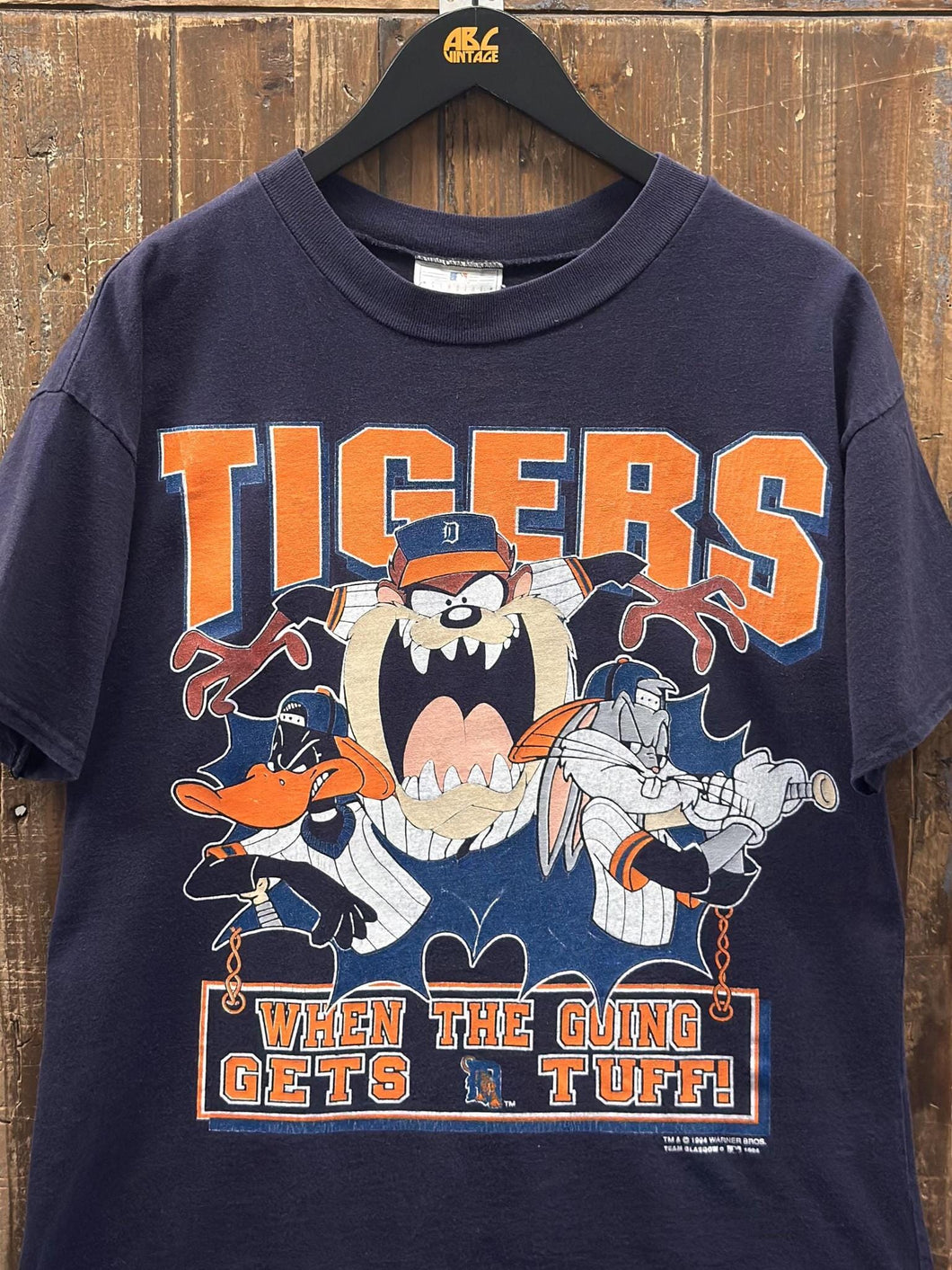 Detroit Tigers Vintage 1994 Looney Tunes Tuff Tee Navy ABC Vintage 
