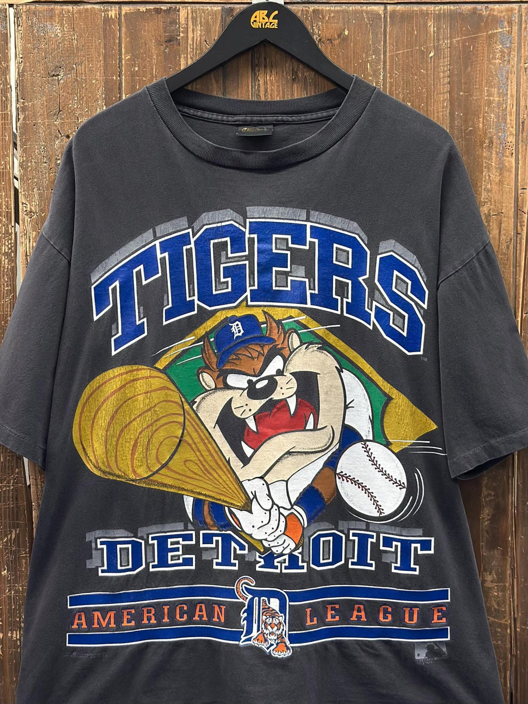 Detroit Tigers Vintage 1994 Taz American League Tee Faded Black ABC Vintage 