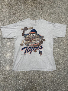 Detroit Tigers Vintage 1996 Taz Breaking Baseball Bats Faded Grey ABC Vintage 