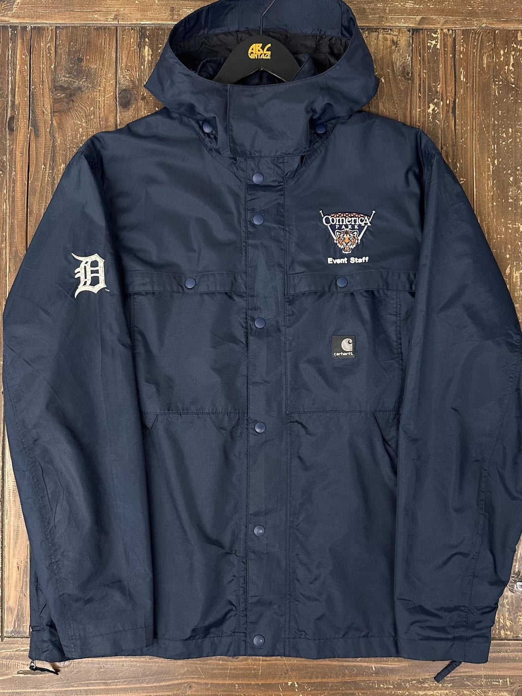 Detroit Tigers Vintage 2000s Carhartt Comerica Park Event Staff Windbreaker Jacket Navy ABC Vintage 