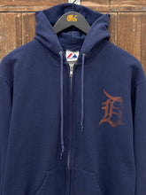 Load image into Gallery viewer, Detroit Tigers Vintage 2000s Old English D Majestic Zip Up Hoodie Faded Navy Orange ABC Vintage 