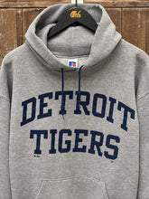 Load image into Gallery viewer, Detroit Tigers Vintage 2000s Spell Out Logo Russell Hoodie Grey Navy ABC Vintage 
