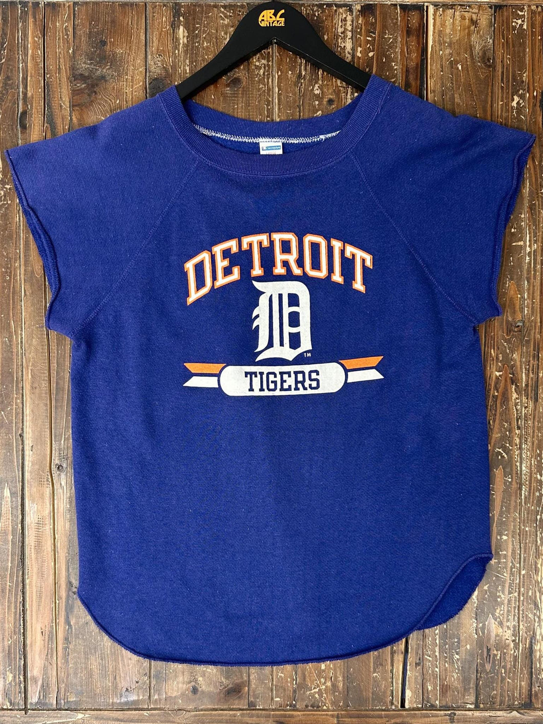 Detroit Tigers Vintage 70s Champion Cutoff Crewneck Navy ABC Vintage 
