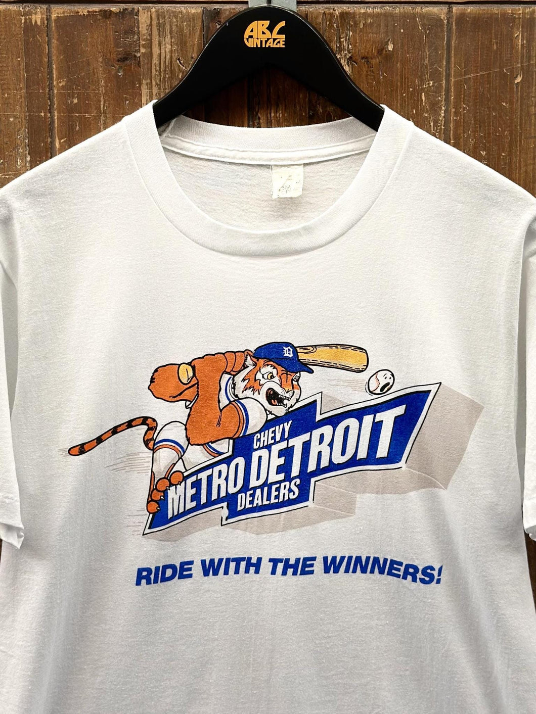 Detroit Tigers Vintage 80s Chevy Metro Detroit Dealers Tee White ABC Vintage 