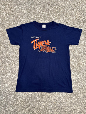 Detroit Tigers Vintage 80s Leaping Tiger Paper Thin Navy ABC Vintage 