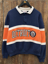 Load image into Gallery viewer, Detroit Tigers Vintage 80s Nutmeg Mills L/S Rugby Polo Shirt Navy Orange White ABC Vintage 