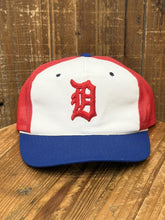 Load image into Gallery viewer, Detroit Tigers Vintage 80s Old English D Logo Trucker Hat White Red Blue ABC Vintage 