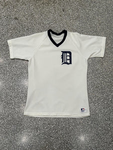 Detroit Tigers Vintage 80s Old English D V-Neck Jersey Cream ABC Vintage 