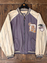 Load image into Gallery viewer, Detroit Tigers Vintage 80s Pinstripe Reversible Bomber Jacket Faded Violet Cream ABC Vintage 