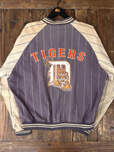Load image into Gallery viewer, Detroit Tigers Vintage 80s Pinstripe Reversible Bomber Jacket Faded Violet Cream ABC Vintage 
