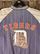 Load image into Gallery viewer, Detroit Tigers Vintage 80s Pinstripe Reversible Bomber Jacket Faded Violet Cream ABC Vintage 