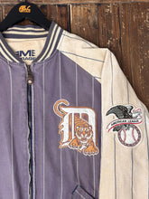 Load image into Gallery viewer, Detroit Tigers Vintage 80s Pinstripe Reversible Bomber Jacket Faded Violet Cream ABC Vintage 
