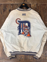 Load image into Gallery viewer, Detroit Tigers Vintage 80s Pinstripe Reversible Bomber Jacket Faded Violet Cream ABC Vintage 