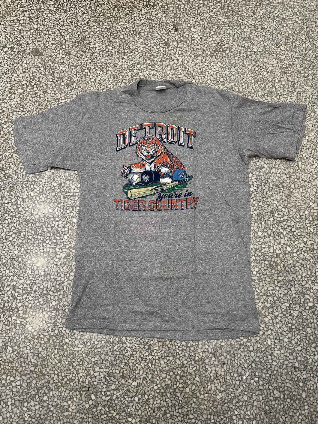 Detroit Tigers Vintage 80s You're In Tiger Country Paper Thin Grey ABC Vintage 