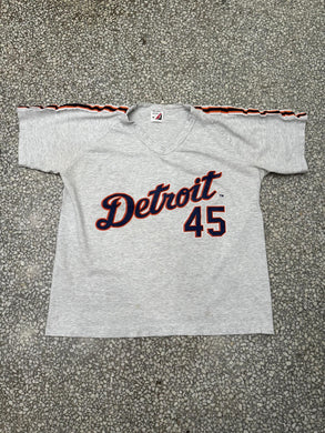 Detroit Tigers Vintage 90s #45 V-Neck Tee Grey ABC Vintage 