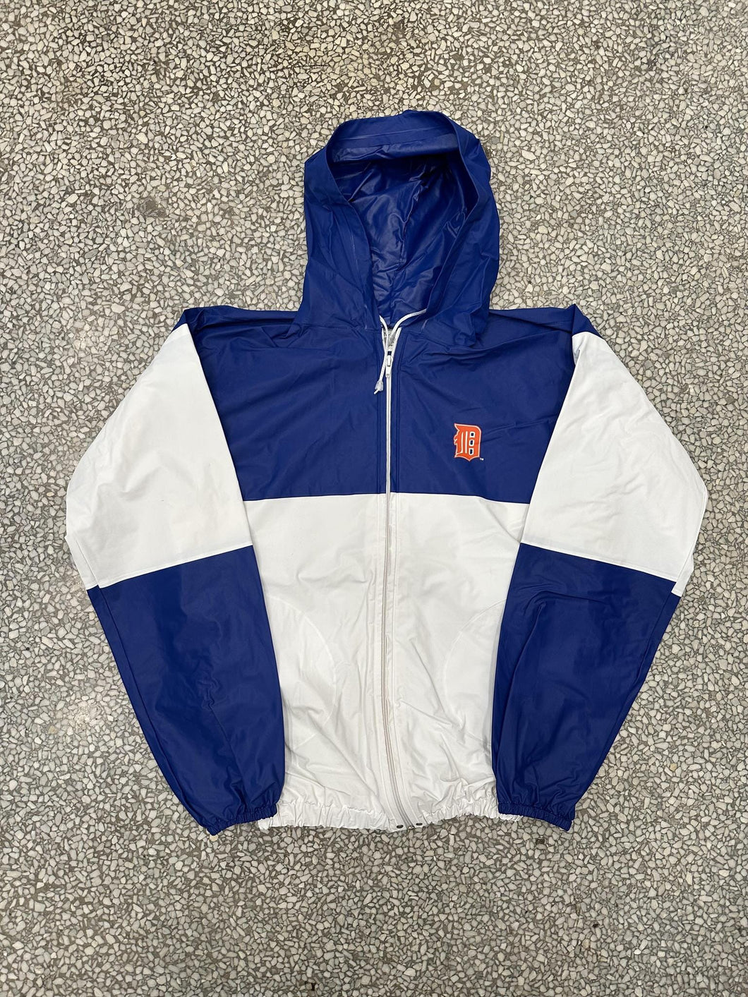 Detroit Tigers Vintage 90s Hooded PVC Rain Coat White Blue ABC Vintage 