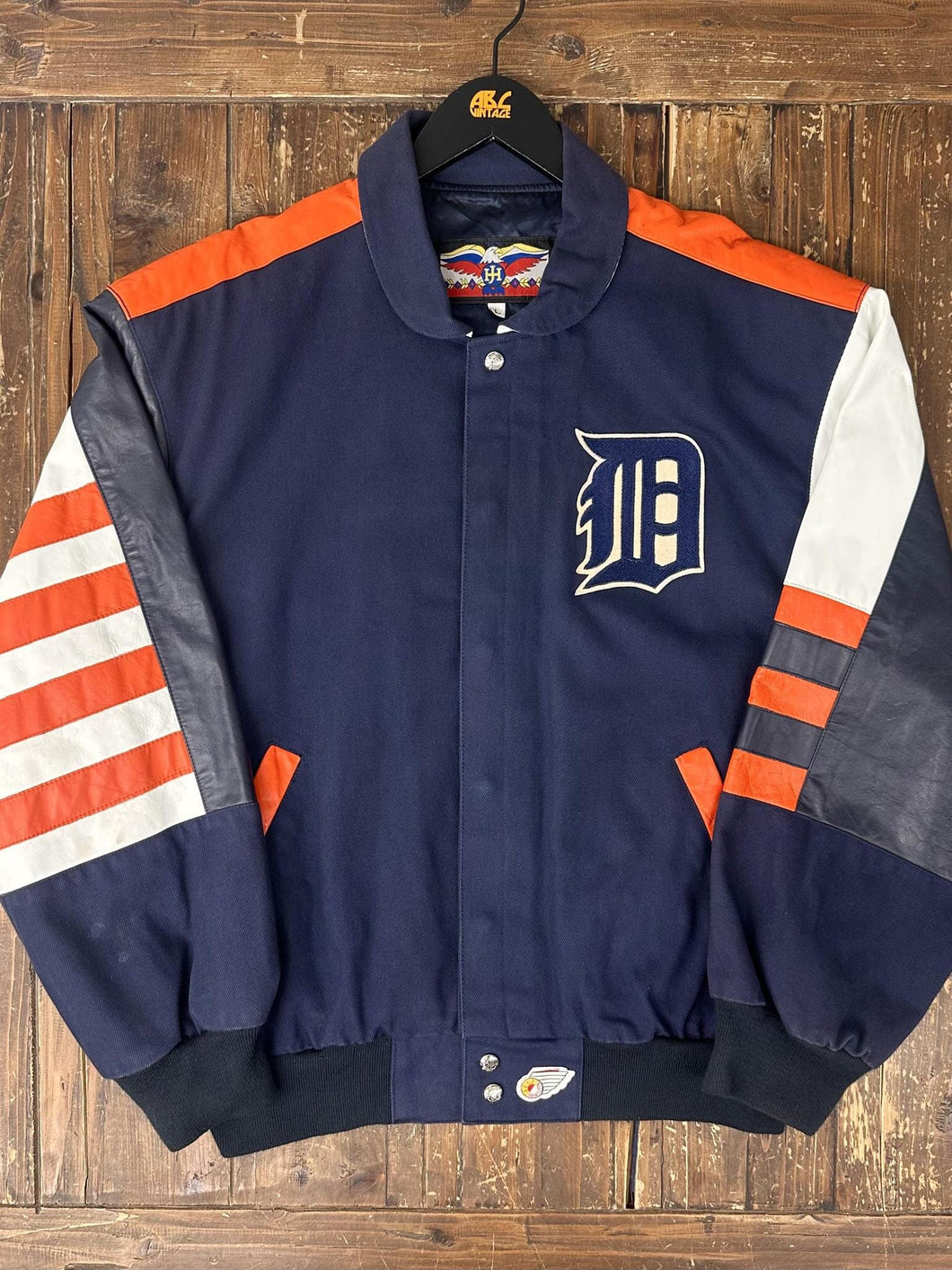 Detroit Tigers Vintage 90s Jeff Hamilton Varsity Jacket Navy Orange ABC Vintage 