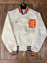 Load image into Gallery viewer, Detroit Tigers Vintage 90s John Starter Satin Bomber Jacket Cream ABC Vintage 
