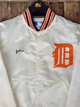 Load image into Gallery viewer, Detroit Tigers Vintage 90s John Starter Satin Bomber Jacket Cream ABC Vintage 