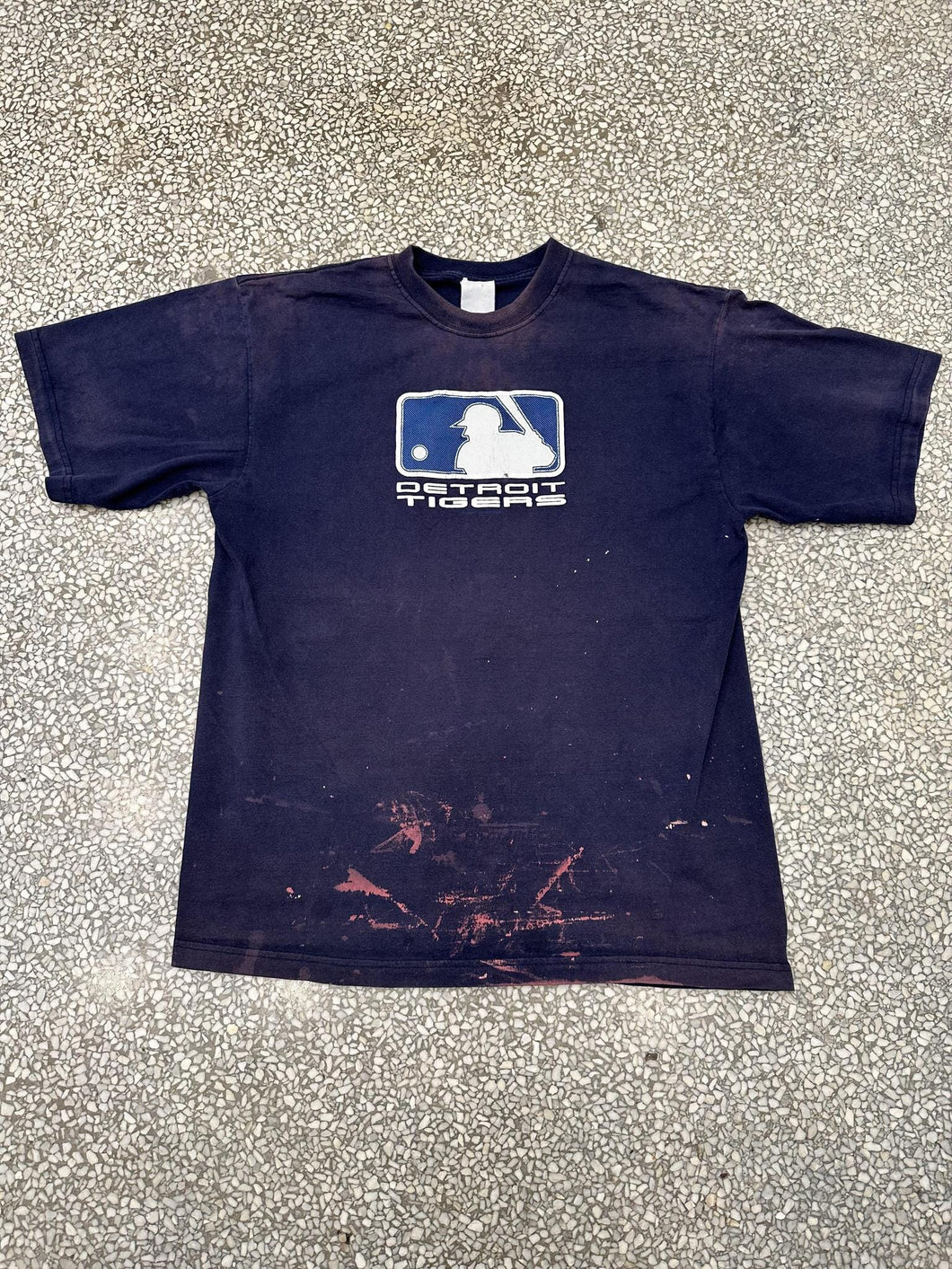 Detroit Tigers Vintage 90s MLB Logo Majestic Painted Tee Sun Faded Navy ABC Vintage 