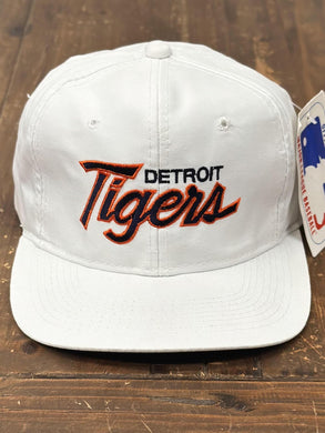 Detroit Tigers Vintage 90s OG Script Snapback White ABC Vintage 