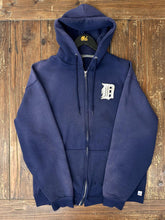 Load image into Gallery viewer, Detroit Tigers Vintage 90s Russell Zip Up Hoodie Navy ABC Vintage 