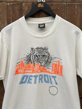 Load image into Gallery viewer, Detroit Tigers Vintage 90s Skyline Tiger Head Tee Aged White Neon Orange Blue ABC Vintage 
