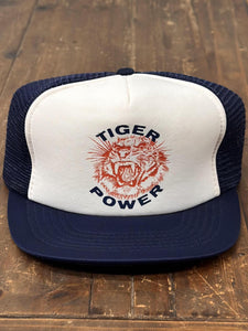 Detroit Tigers Vintage 90s Tiger Power Trucker Hat White Navy ABC Vintage 