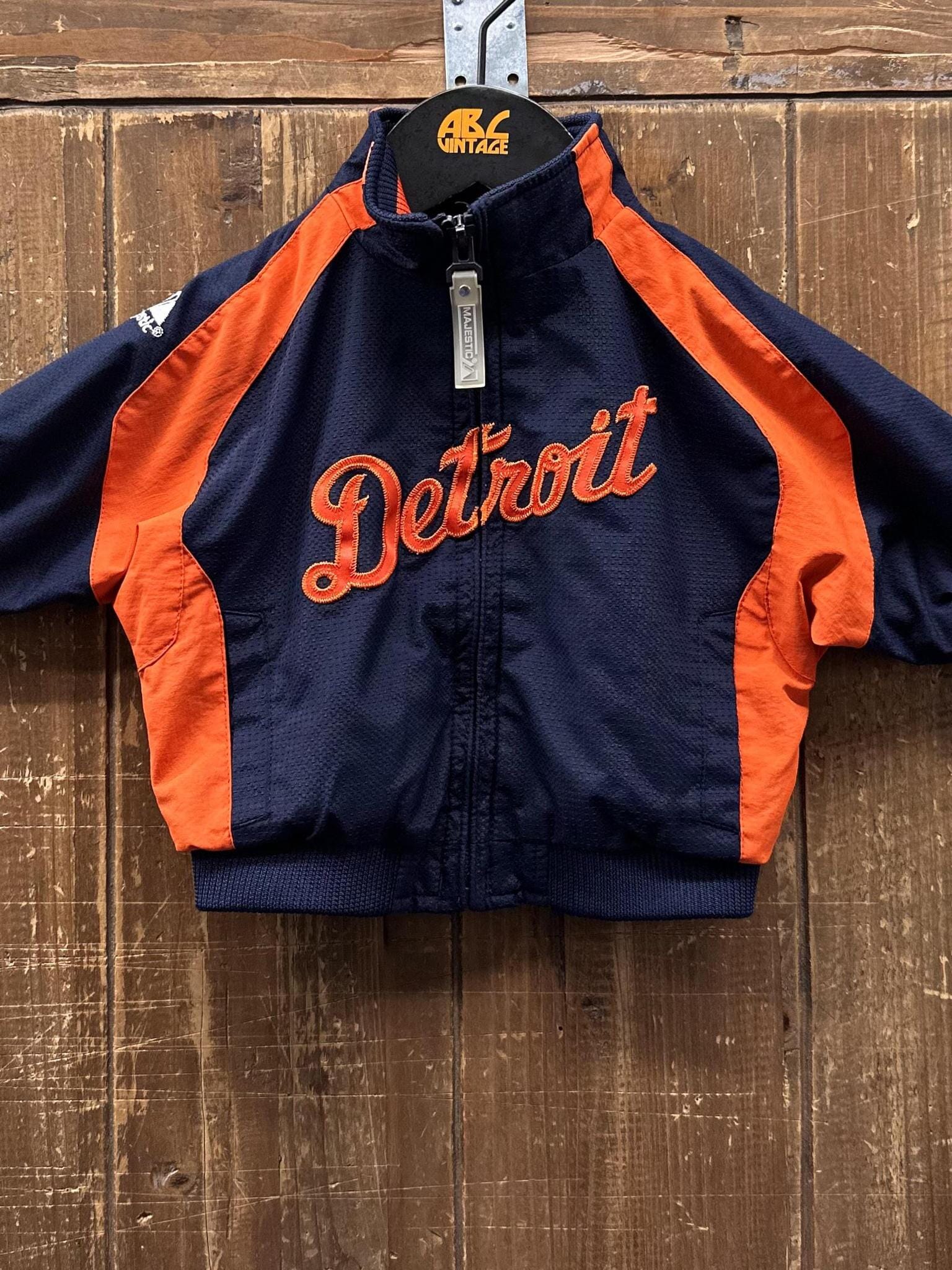 Detroit Tigers Vintage 90s Youth Majestic Zip Up Jacket Navy