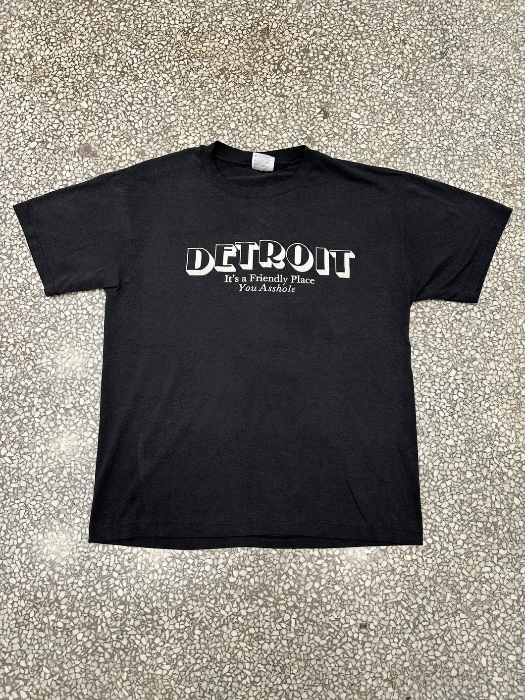 Detroit Vintage 90s It's a Friendly Place You Asshole Faded Black ABC Vintage 