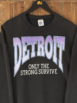 Detroit Vintage 90s Only The Strong Survive Crewneck Black Purple ABC Vintage 