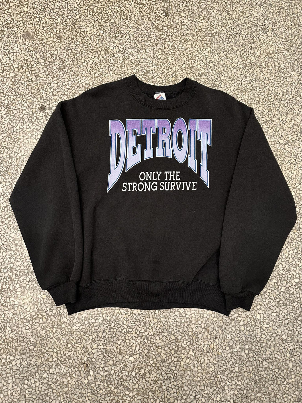 Detroit Vintage 90s Only The Strong Survive Crewneck Black Purple ABC Vintage 