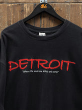 Load image into Gallery viewer, Detroit Where The Weak Are Killed And Eaten Vintage 90s Patent Logo Tee Black ABC Vintage 