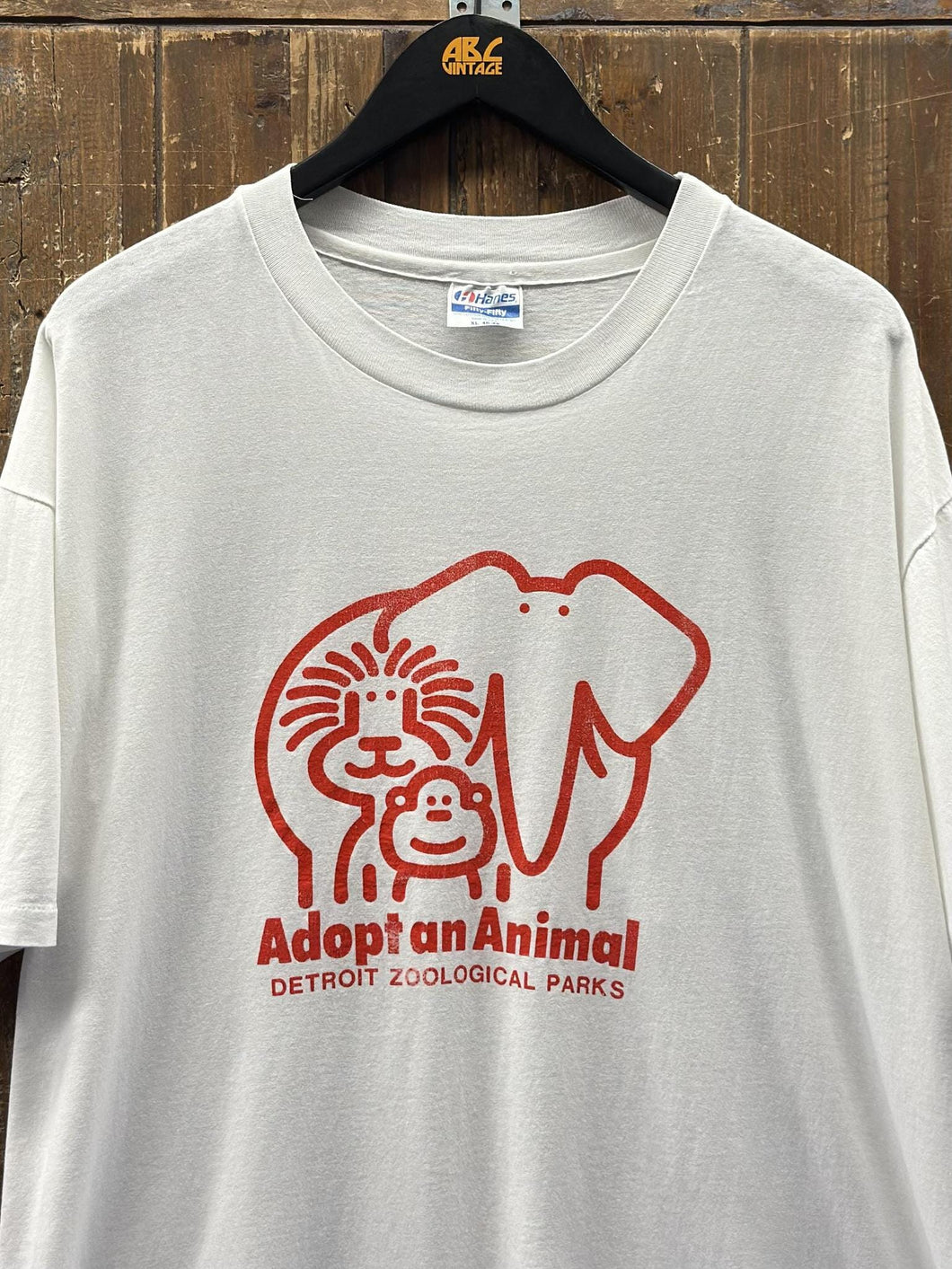Detroit Zoological Parks Vintage 90s Adopt An Animal Tee White ABC Vintage 