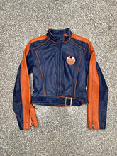 Load image into Gallery viewer, Edmonton Oilers Vintage 90s Leather Biker Jacket ABC Vintage 