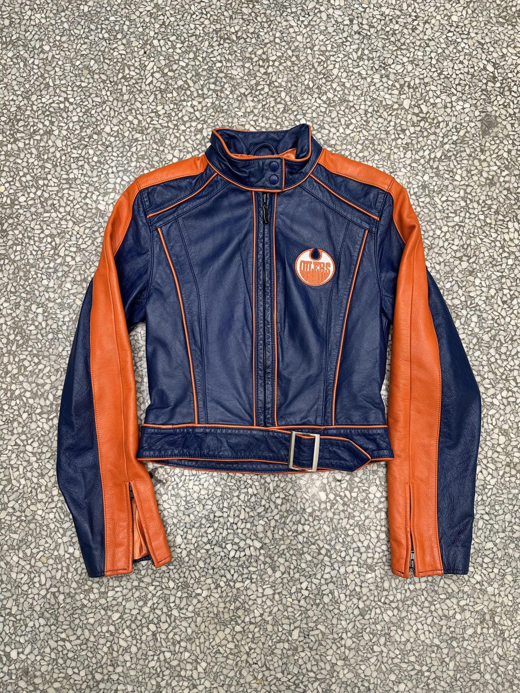 Edmonton Oilers Vintage 90s Leather Biker Jacket ABC Vintage 