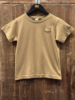 Embroidered Reindeer Vintage 90s Youth Tee Tan ABC Vintage 